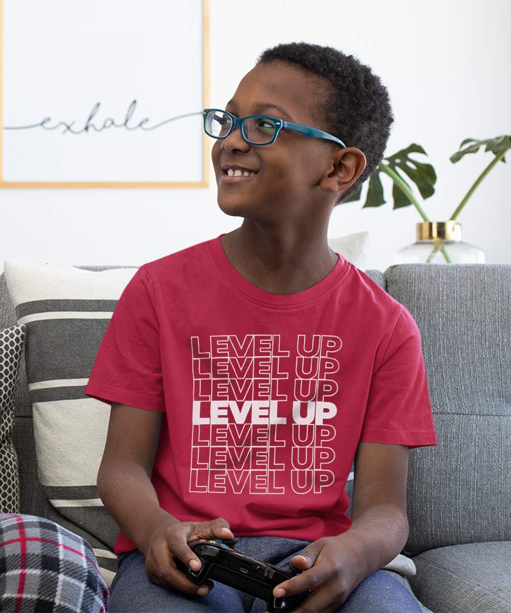 BROOKLYN VERTICAL Boys 4-Pack Short Sleeve Crew Neck T-Shirt with Chest Print | Gaming, Play, Video Gamer Prints for Sizes 6-20 Grey