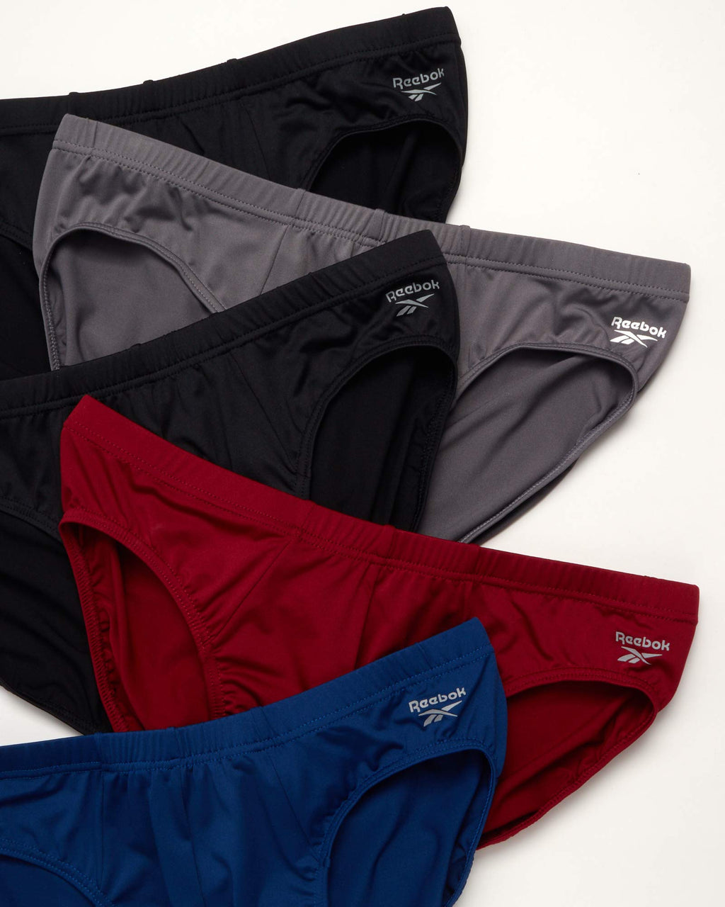 Reebok Men's Underwear - 10 Pack Ultra Soft Stretch Performance Low Rise Mens Briefs - Quick Dry Mens Underwear Briefs (S-XL), Size Large, Black/Red/Charcoal/Navy