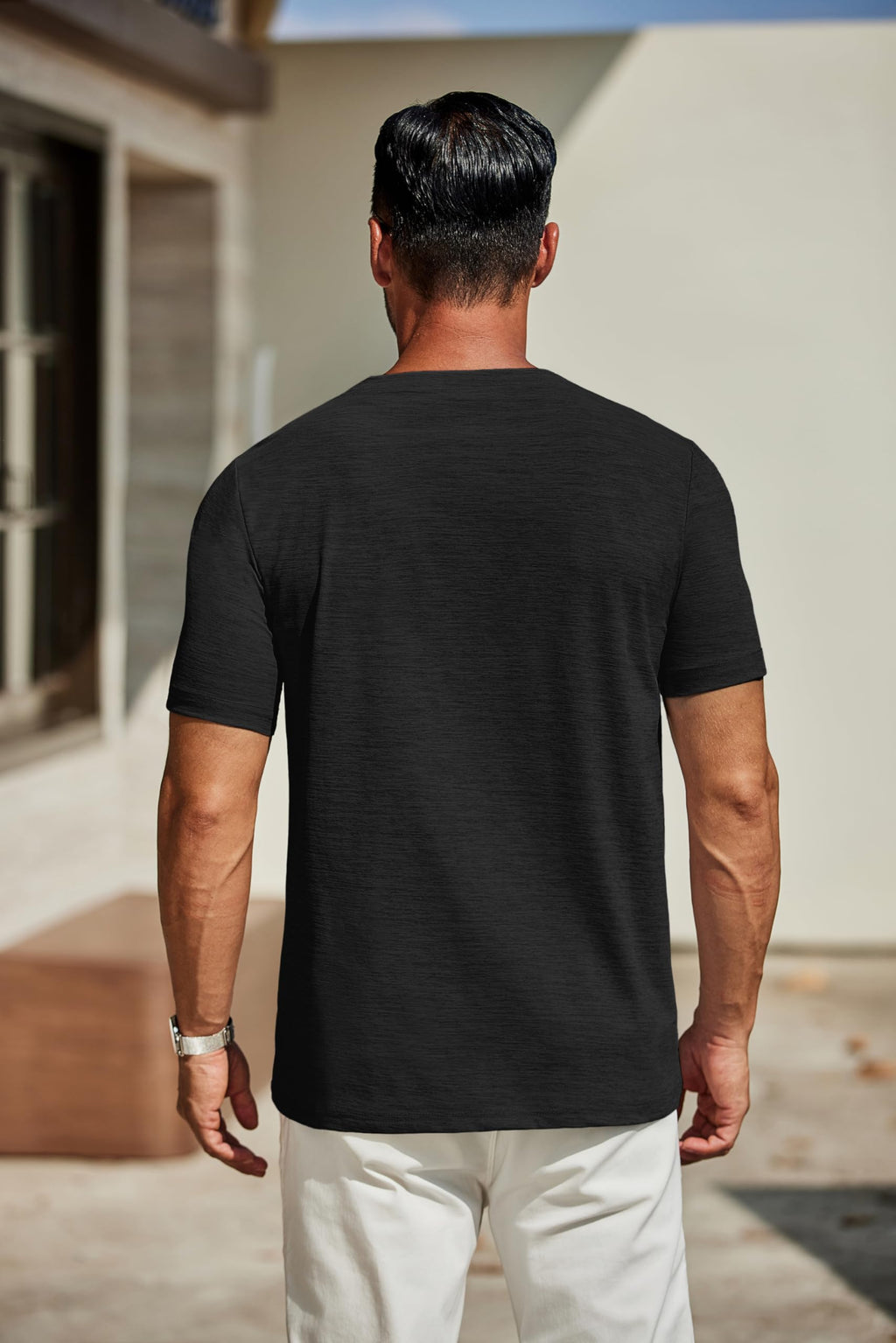 COOFANDY Men's T Shirts Short Sleeve Classic V Neck T-Shirt Casual Summer Basic Tee Shirt Black