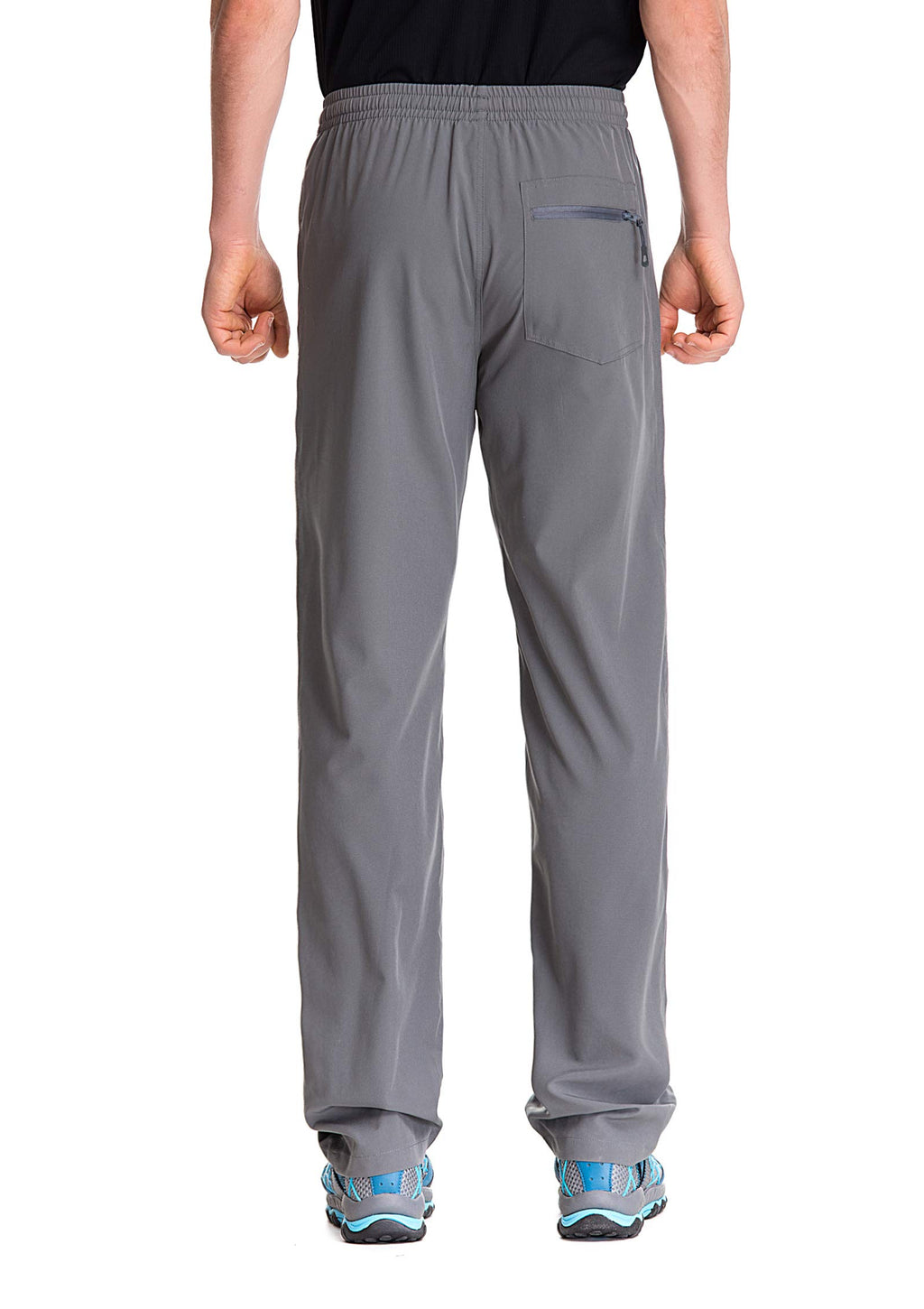 TRAILSIDE SUPPLY CO. Mens Lightweight Track Pants,Stretchy Pants with Zipper Pockets,Loose Fit, Grey, 3XL