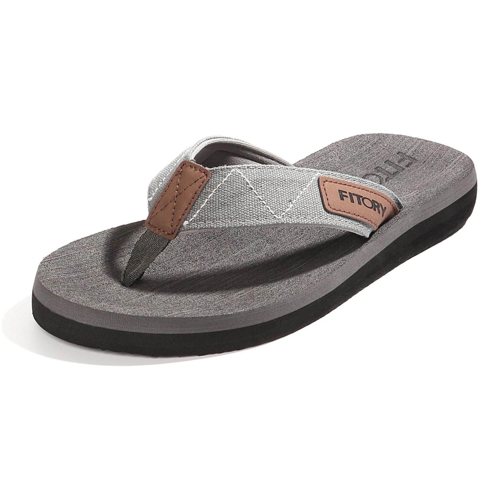 FITORY Men's Flip-Flops, Thongs Sandals Comfort Slippers for Beach Gray Size 10
