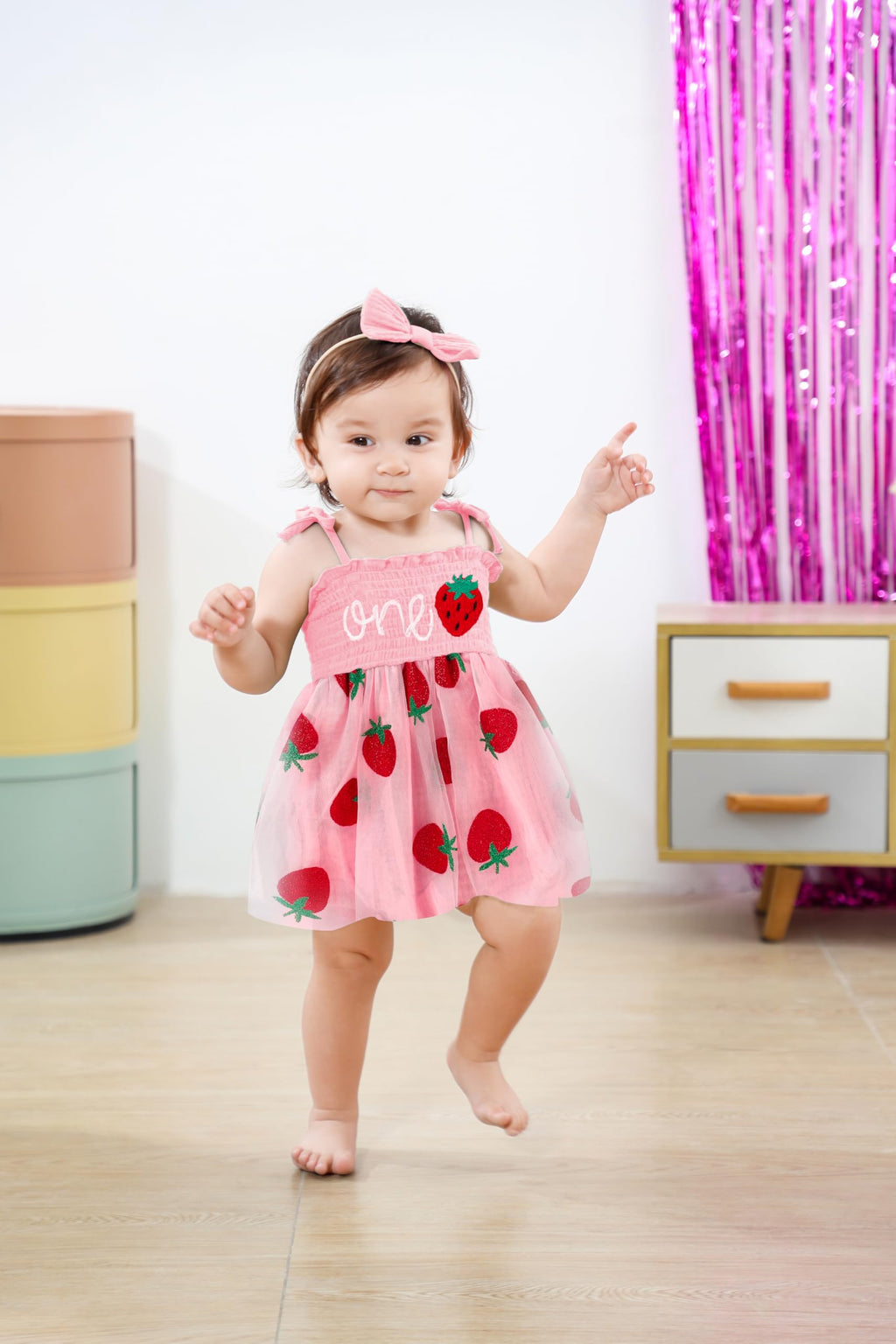 TITKKOP Baby Girl 1st Birthday Clothes One Year Old Tulle Romper Sleeveless Bodysuit Cake Smash Outfits(Pink4,12-18M)