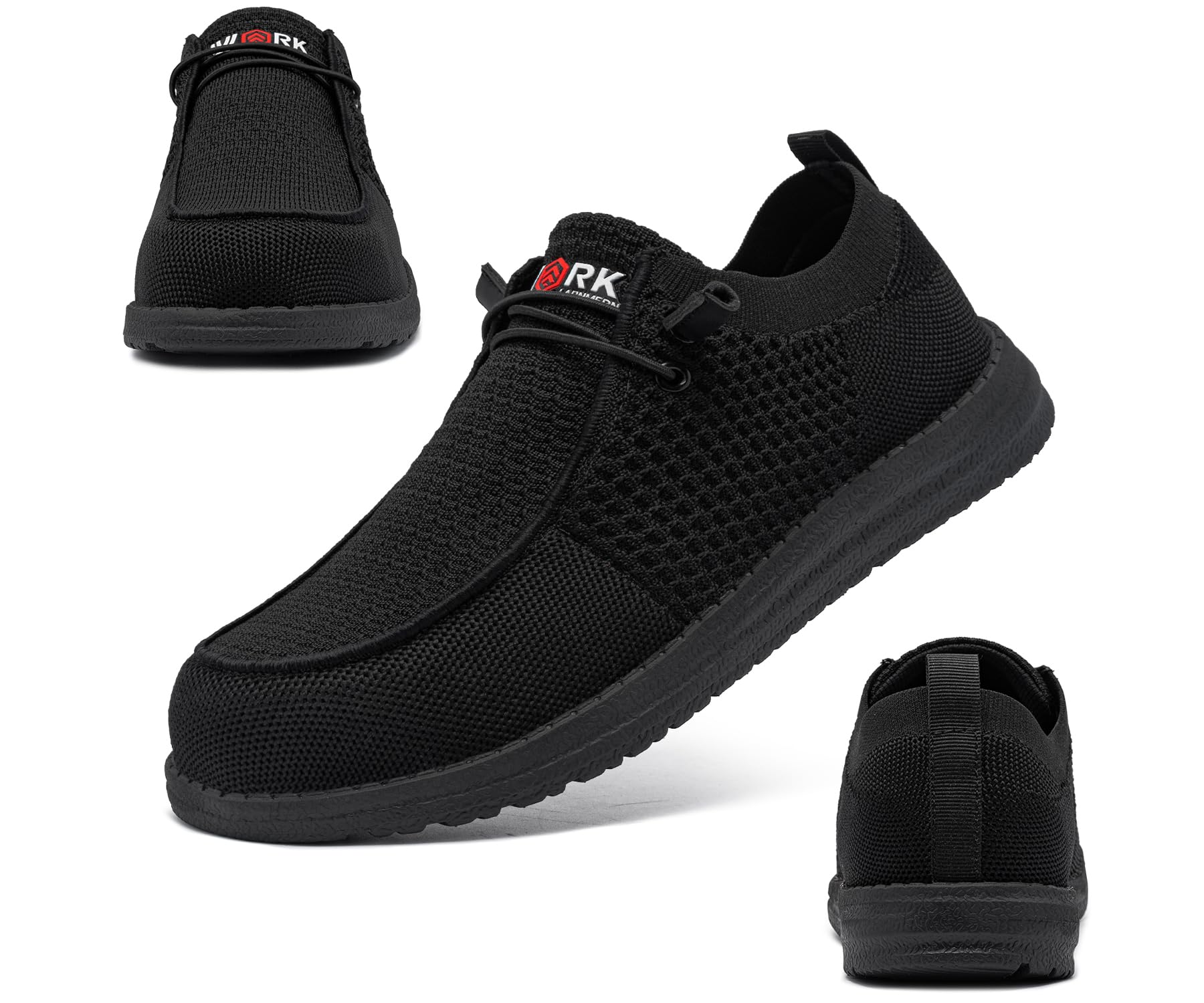 LARNMERN Slip On Steel Toe Shoes Men Lightweight Comfortable Lounging Walking Sneakers Safety Work Steel Toe Loafers(13 Wide Men, Black)