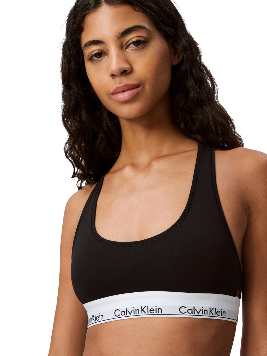 Calvin Klein Women's Polyester & Elastane Non-Wired and Non-paded Bralette Bra (29639810003_Black_Medium)