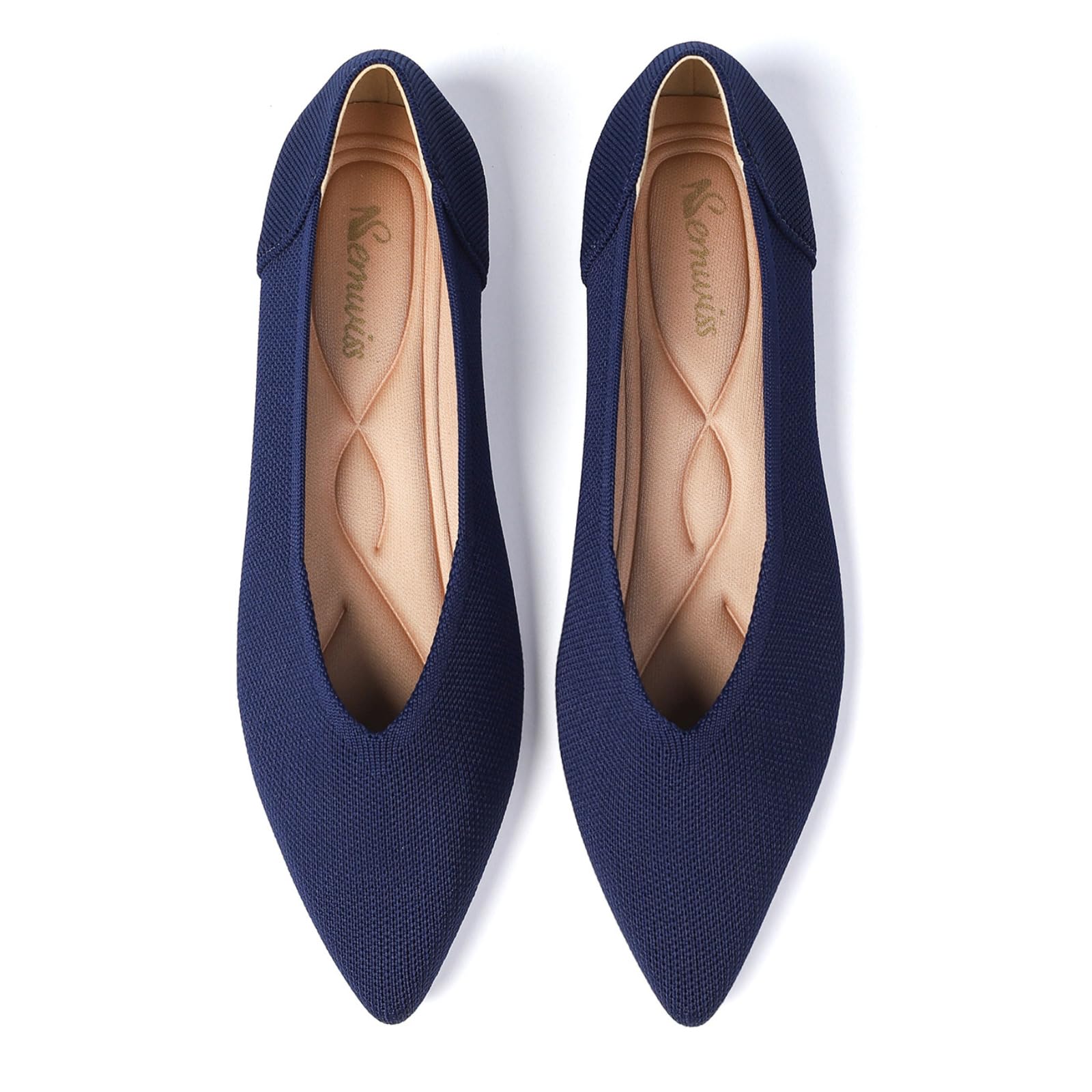Semwiss Women's Ballet Flats Comfortable Casual Dressy Shoes Work Office Shoes Pointed Toe Flats Navy Size 6