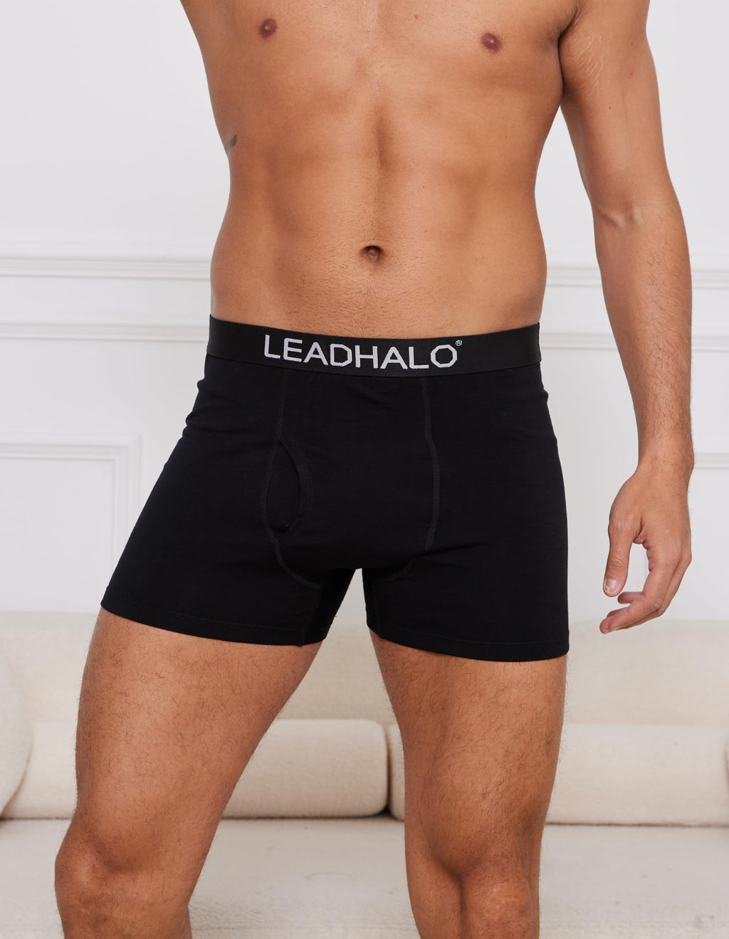 LEADHALO Merino Wool Mens Underwear, Mens Boxer Briefs Moisture Wicking Breathable with fly, Compression Boxers for Man for Athletic Sport Workout 3 Pack M