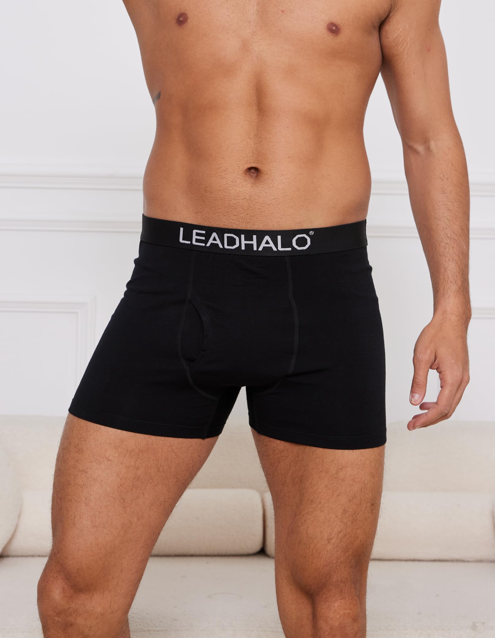 LEADHALO Merino Wool Mens Underwear, Mens Boxer Briefs Moisture Wicking Breathable with fly, Compression Boxers for Man for Athletic Sport Workout 3 Pack M