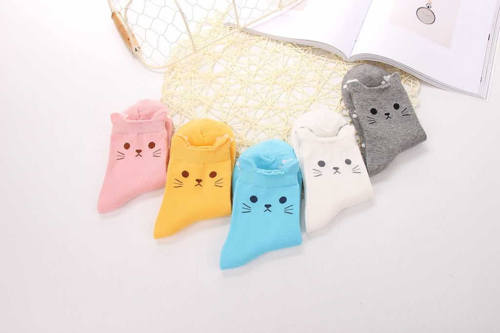 Jeasona Women's Cute Cat Socks Cat Gifts for Women Fun Animals Funny Funky Cotton