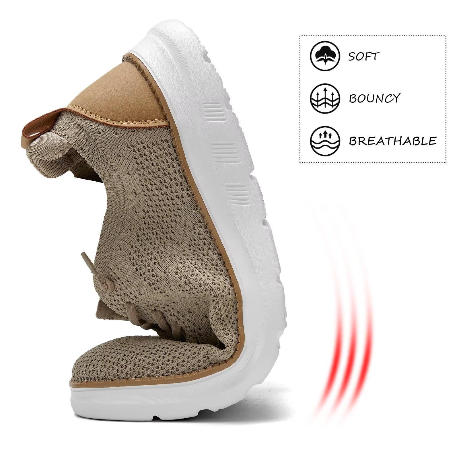 Men's Mesh Sneakers Oxfords Lace-Up Lightweight Casual Walking Shoes Driving Shoes Khaki