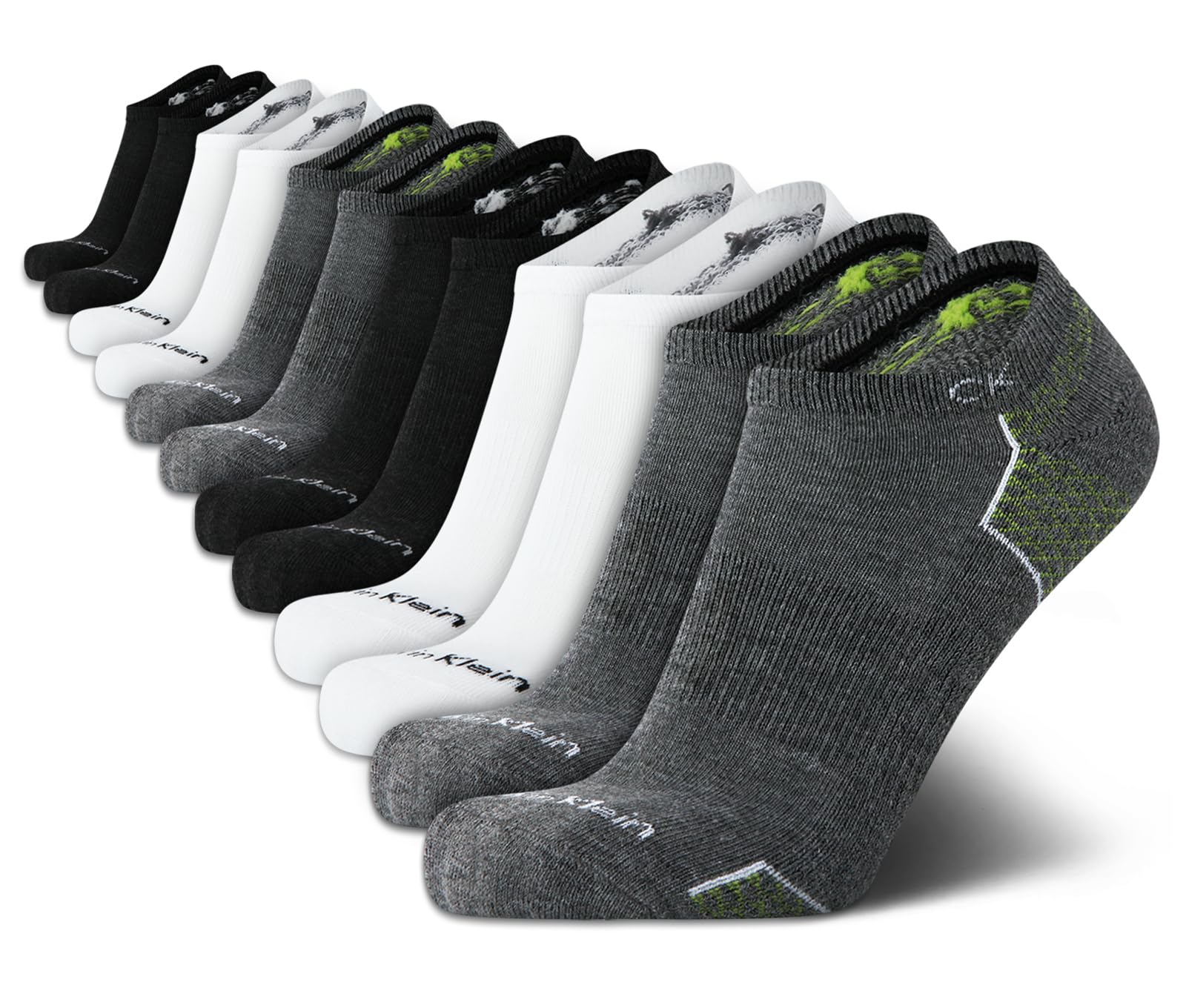 Calvin Klein Mens No Show Socks - 12 Pack Soft Cushioned Breathable Athletic Low Cut Ankle Socks for Men (Sizes: 7-12), Size 7-12, White/Grey Assorted