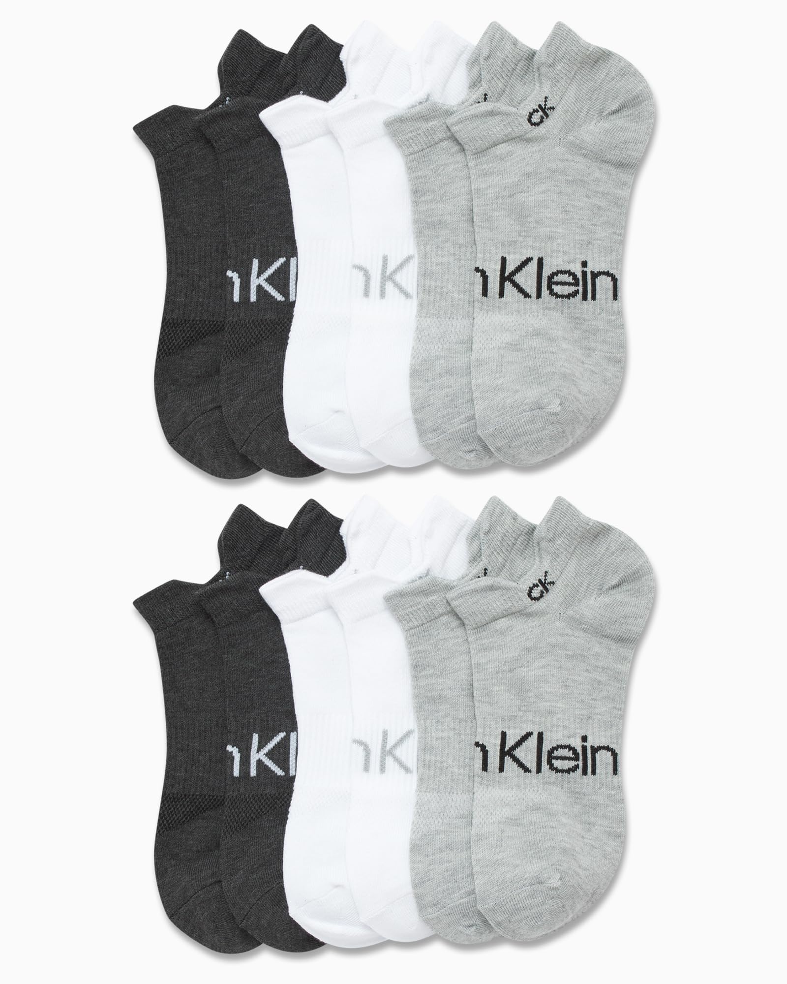 Calvin Klein Womens No Show Socks - 12 Pack Soft Cushioned Athletic Low Cut Socks for Sneakers Loafers Boat Shoes (4-10), Size 4-10, Grey Tab