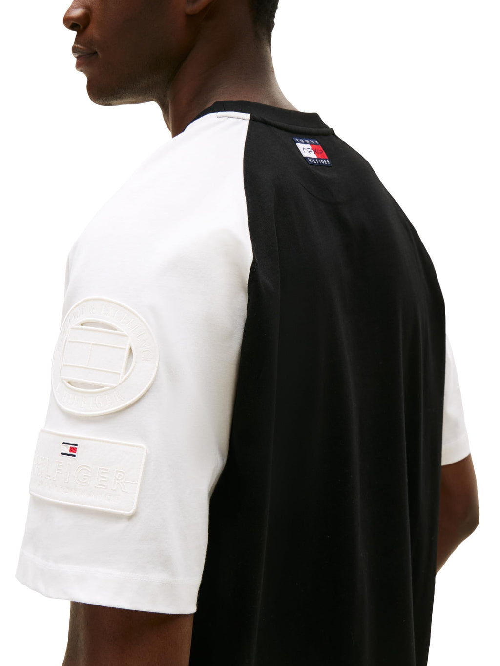 Tommy Hilfiger Mens F1 Grapic Ringer T-Shirt, Black/Ecru Large