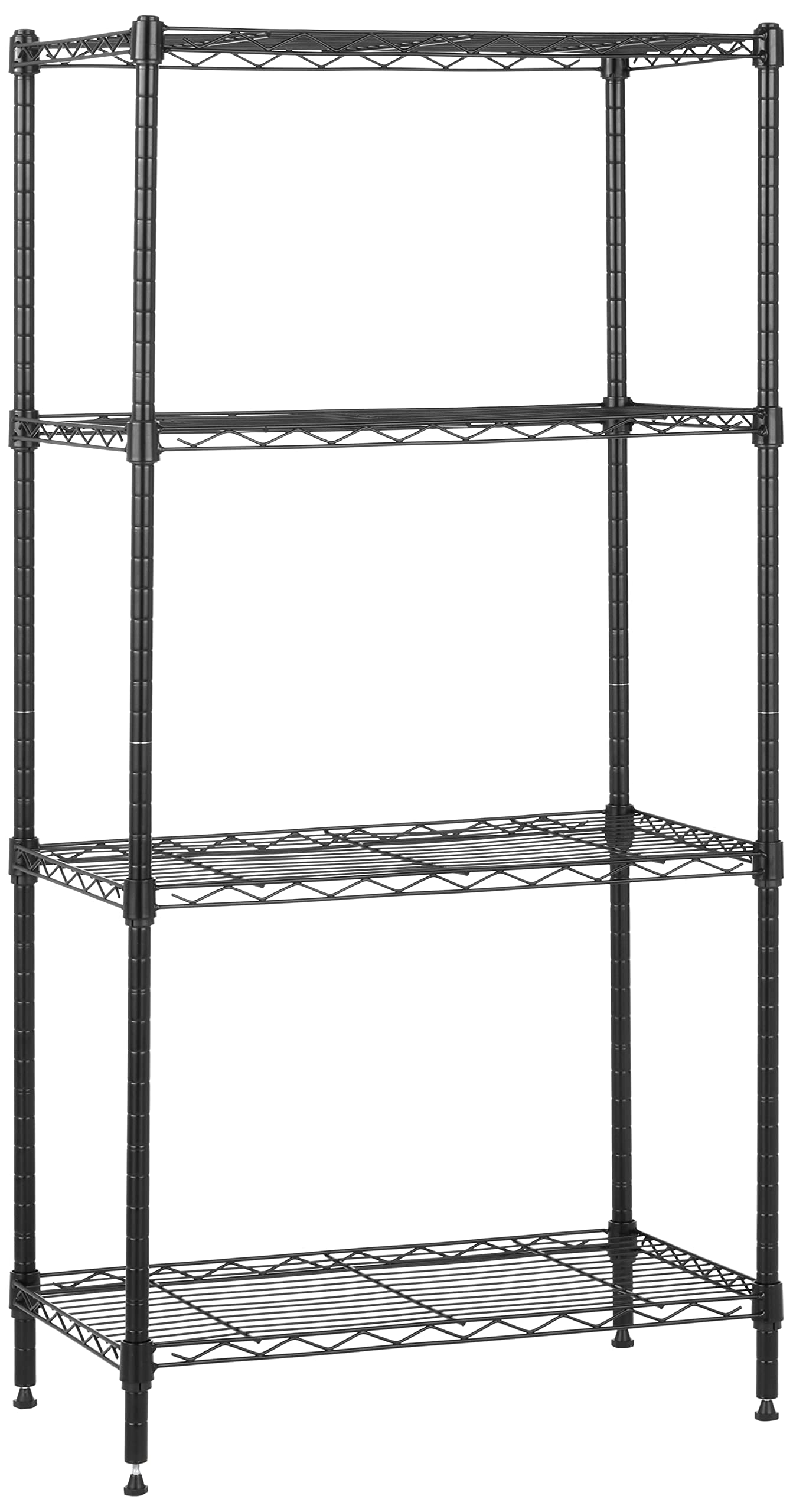 Amazon Basics 4-Shelf Steel Wire Storage Rack, Adjustable, Sturdy, Easy Assembly, 13.4 D x 23.2 W x 48 H in, Black