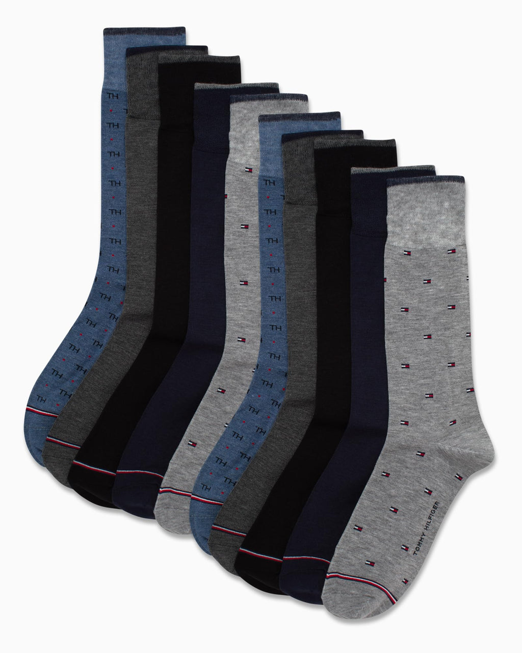 Tommy Hilfiger Mens Dress Socks - 10 Pack Comfort Stretch Breathable Casual Work Crew Socks for Men (Sizes: 7-12), Size 7-12, Heather Grey