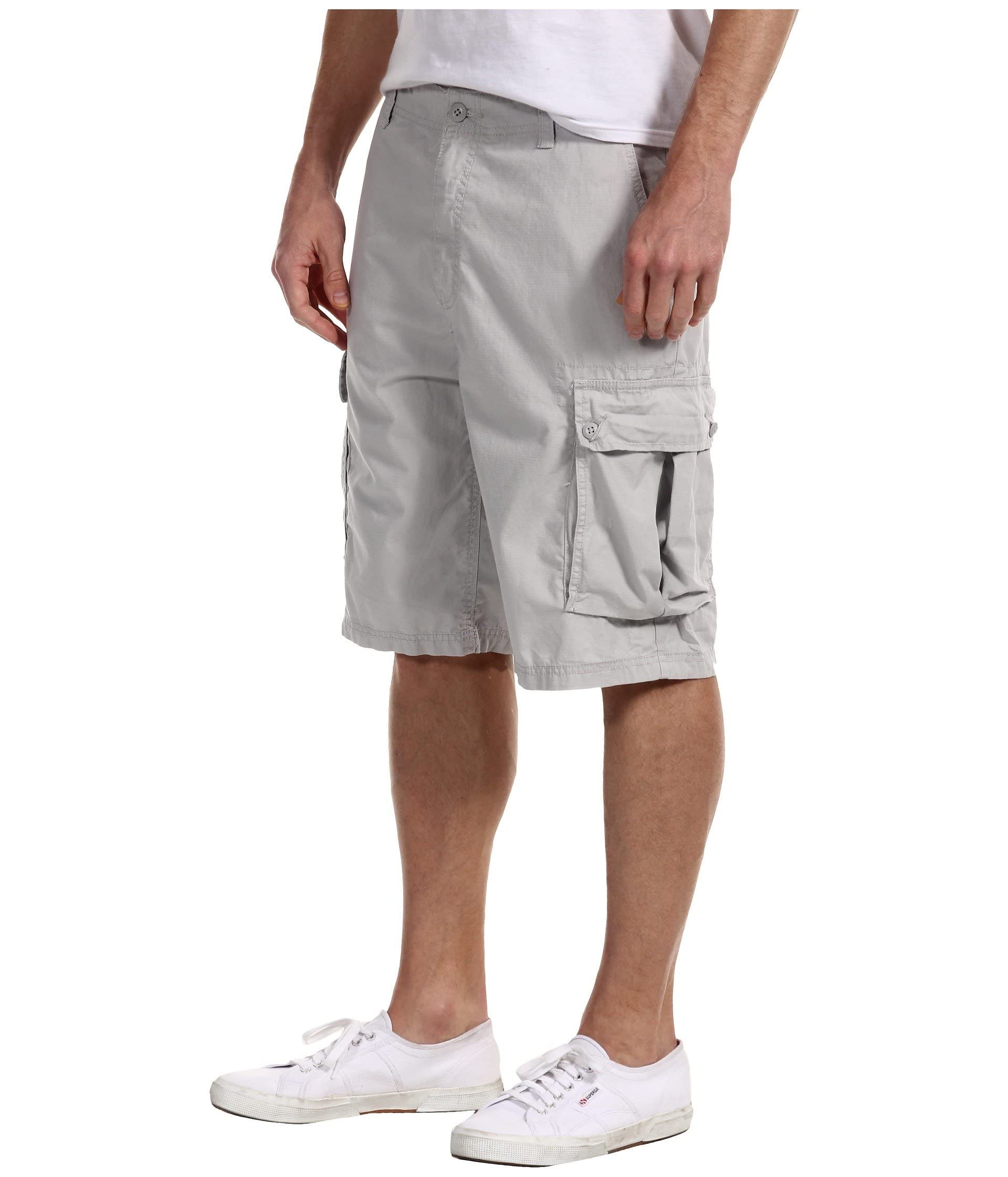 Nautica Mens Jeans CO. Ripstop Cargo Shorts- 6" Inseam, Pelican, 34 US