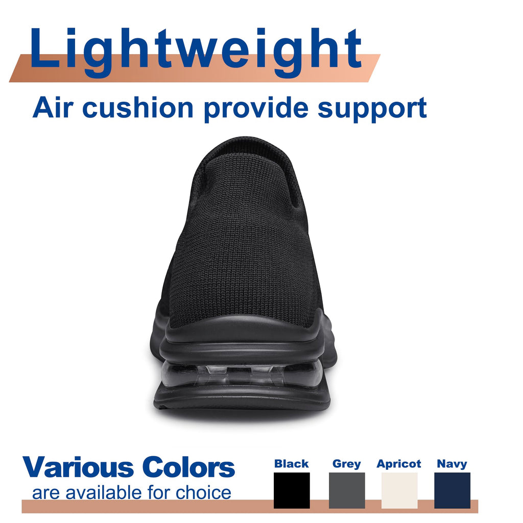 Mens Walking Shoes Slip on Lightweight Comfortable Running Shoes Workout Tennis Athletic Shoes Gym Sneakers Black Size 13