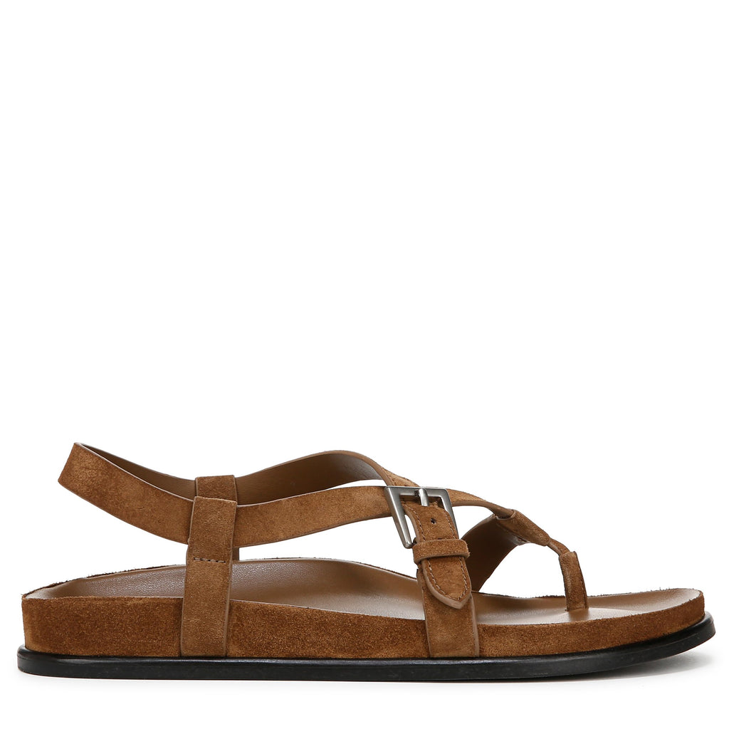 Vince Womens Franca Flat Sandal Elmwood Suede 8 M