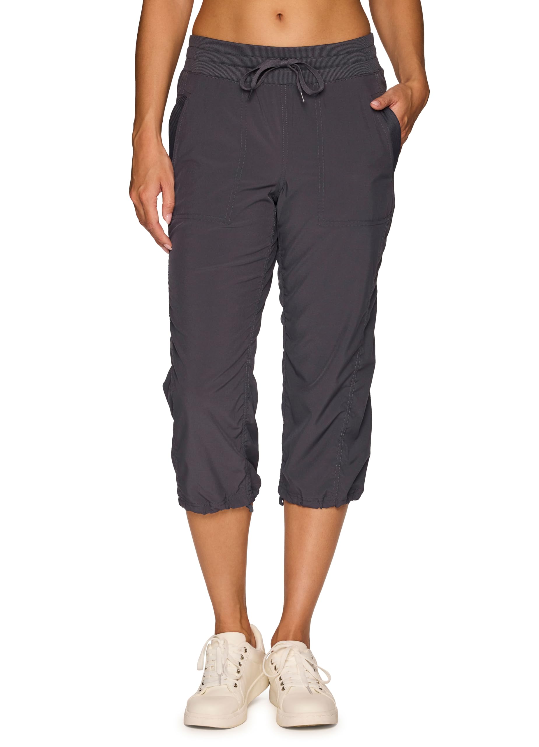 RBX Active Women's Lightweight Capri Pant Drawstring Joggers for Women Charcoal S21 XS