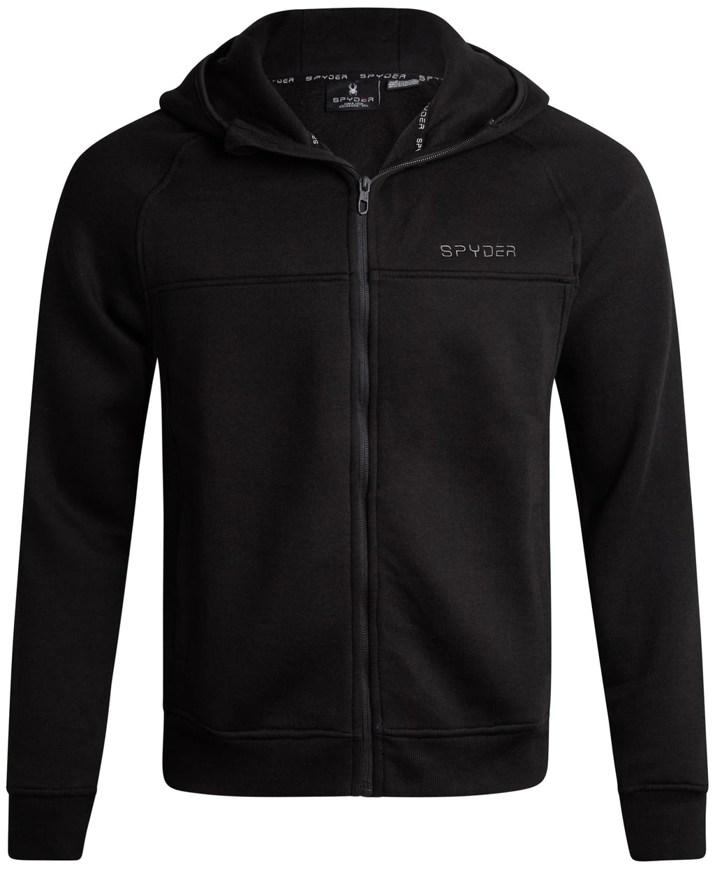 Spyder Mens Zip Up Hoodie - UPF30+ Super Soft Fleece Sweatshirt, Warm Athletic Hoodies for Men with Secure Zip Pockets (S-XL), Size Large, Jet Black
