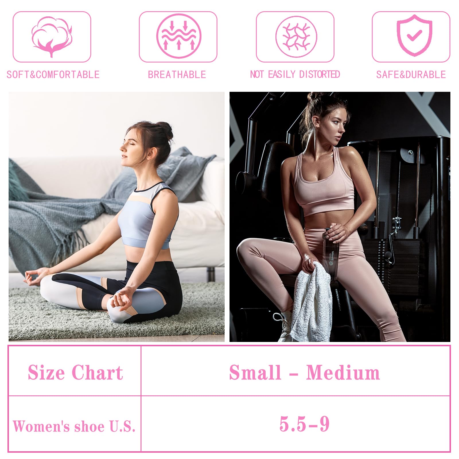 loudashuaiqi Yoga Accessories Pilates Socks Non Slip Barre Socks for Women (Grey/Black/Pink)