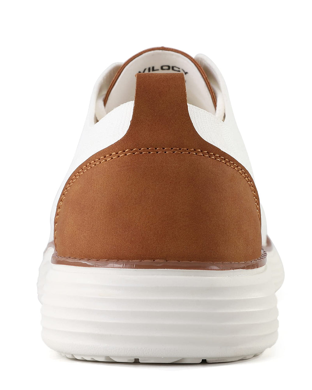 VILOCY Men's Dress Sneakers Oxfords Casual Business Shoes Lace Up Lightweight Walking Knit Mesh Fashion Sneakers White,EU43