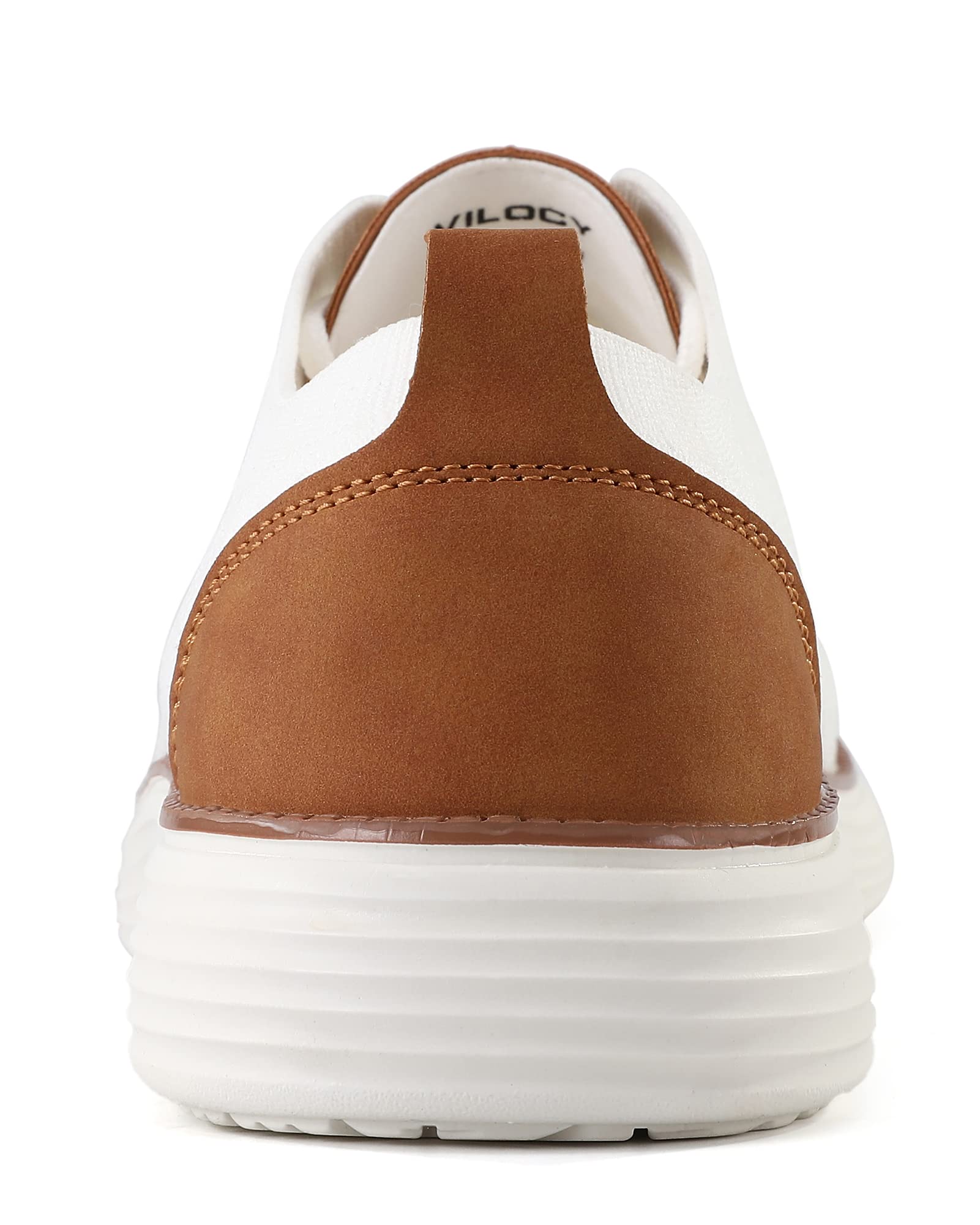 VILOCY Men's Dress Sneakers Oxfords Casual Business Shoes Lace Up Lightweight Walking Knit Mesh Fashion Sneakers White,EU43