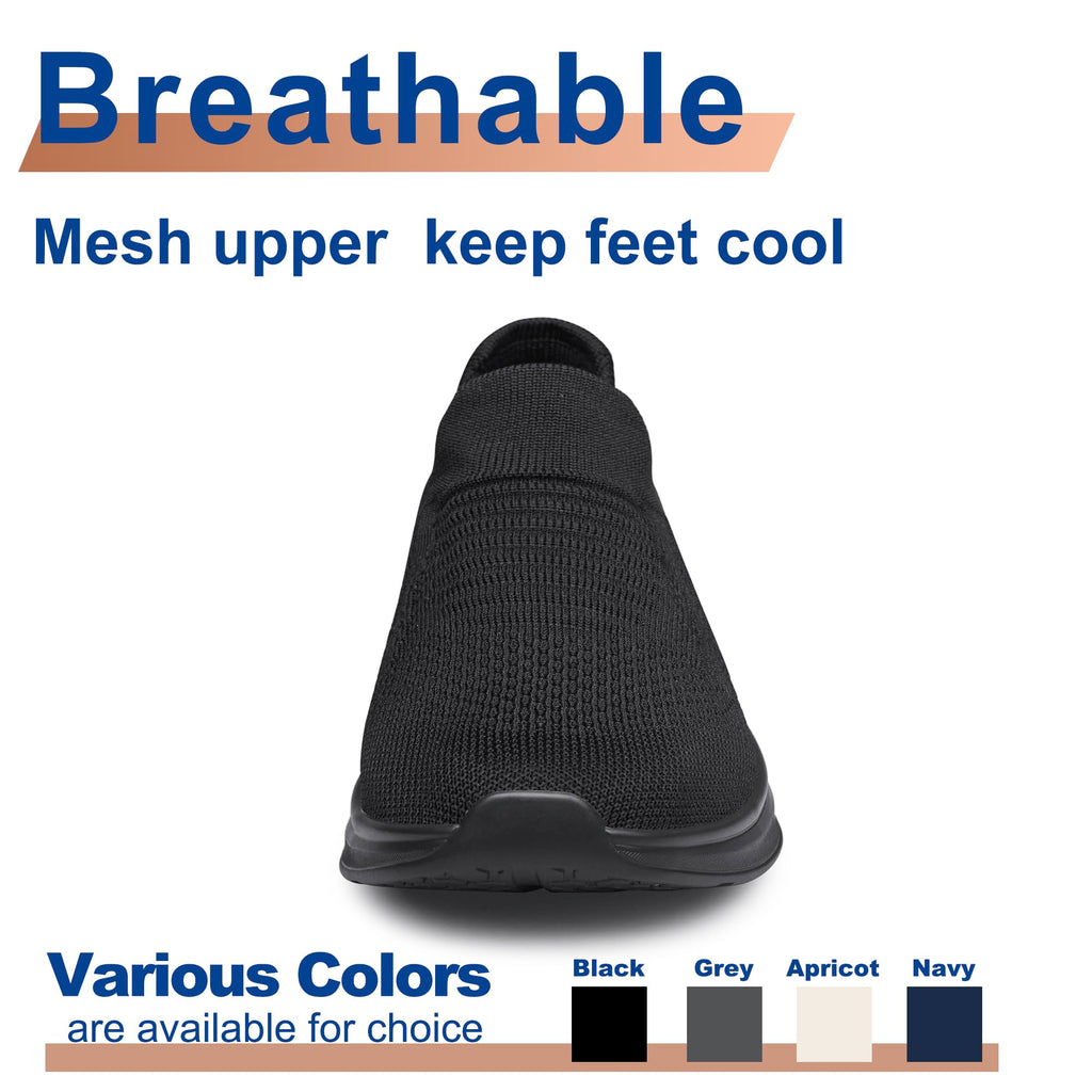 Mens Walking Shoes Slip on Lightweight Comfortable Running Shoes Workout Tennis Athletic Shoes Gym Sneakers Black Size 13