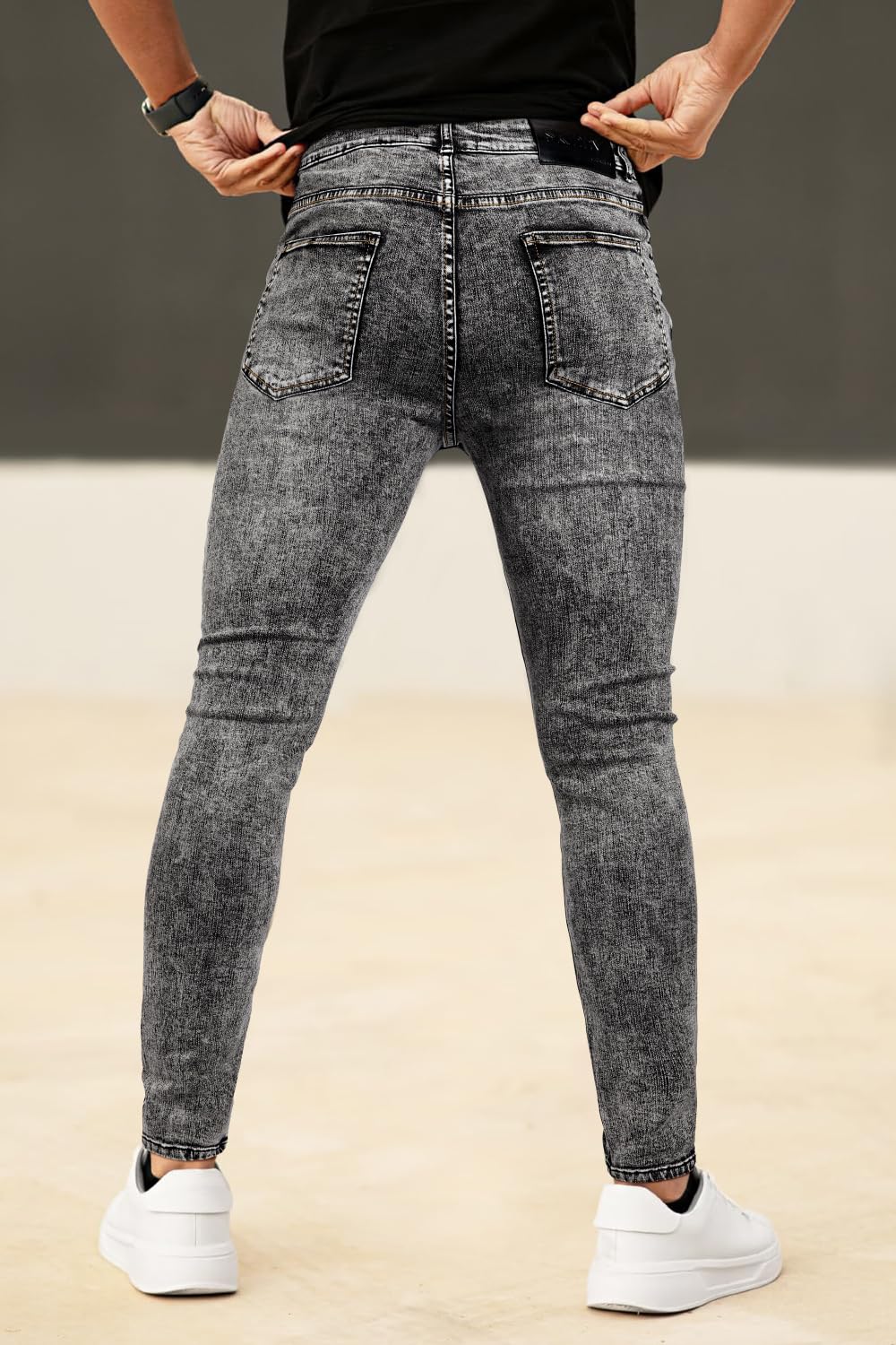 GINGTTO Mens Grey Jeans Slim Fit Stretch,Skinny Jeans Men Designer Casual Jeans for Men 32