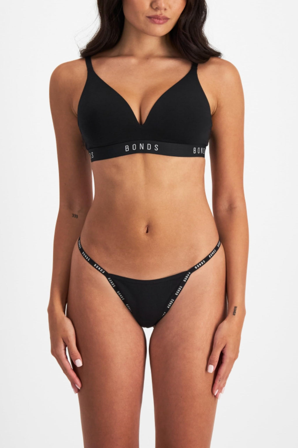 Bonds Women's G-String Icons String Thong Underwear in Cotton-rich Blend For Women, 3-Pack Black