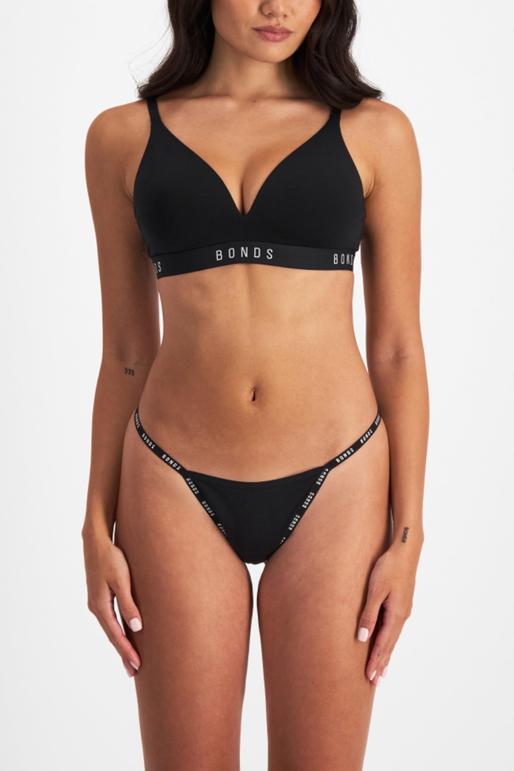 Bonds Women's G-String Icons String Thong Underwear in Cotton-rich Blend For Women, 3-Pack Black