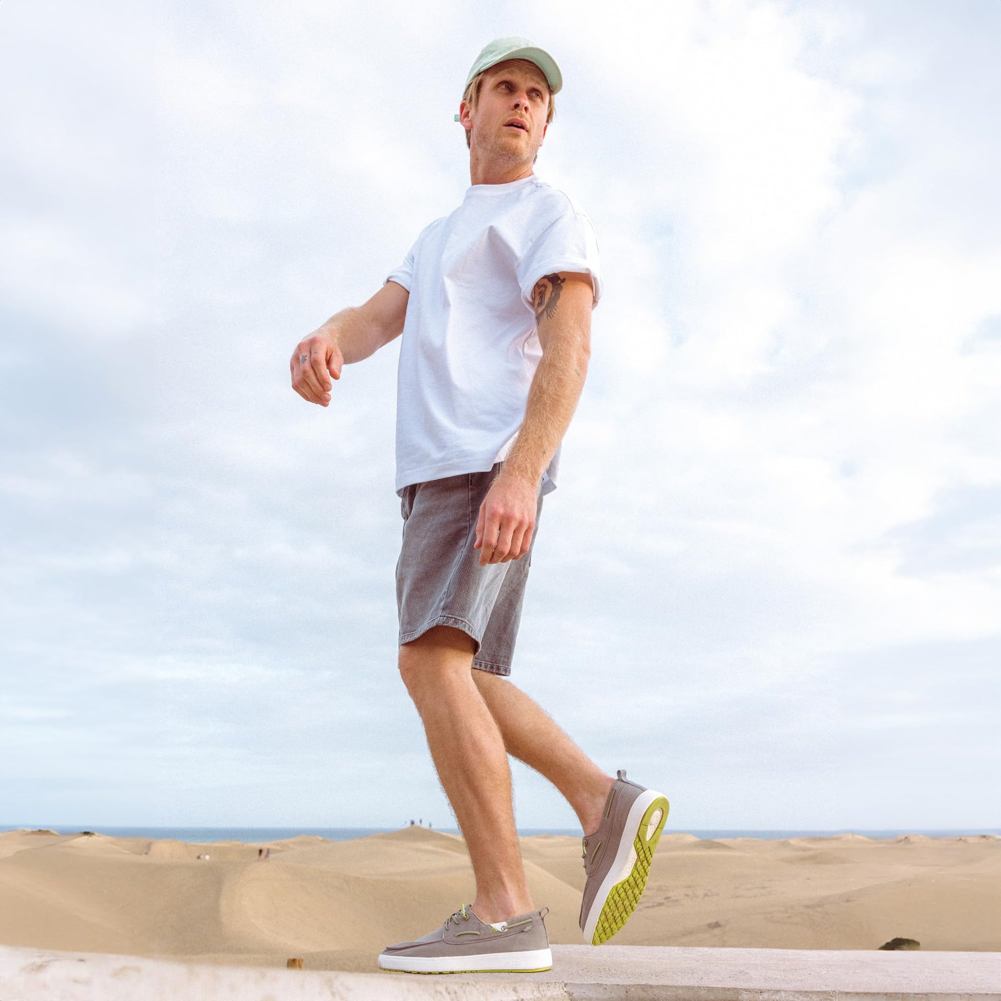 PITAS Men’s Maui Boat Shoes | Casual Slip-On Loafers for Men | Ultralight & Breathable Slip On Shoes | Khaki | Size 12