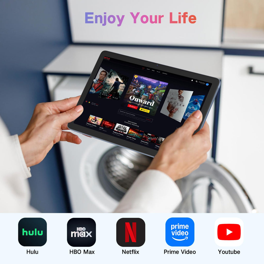 Winsing Tablet, Android 15 Tablets 10 inch with 12GB RAM+128GB Storage+2TB TF Card Expand, Octa-Core, 1280*800 HD Touch Screen Computer Tablet, 8-10H Long-lasting Battery Life,Wi-Fi & BT 5.0,Gray Blue