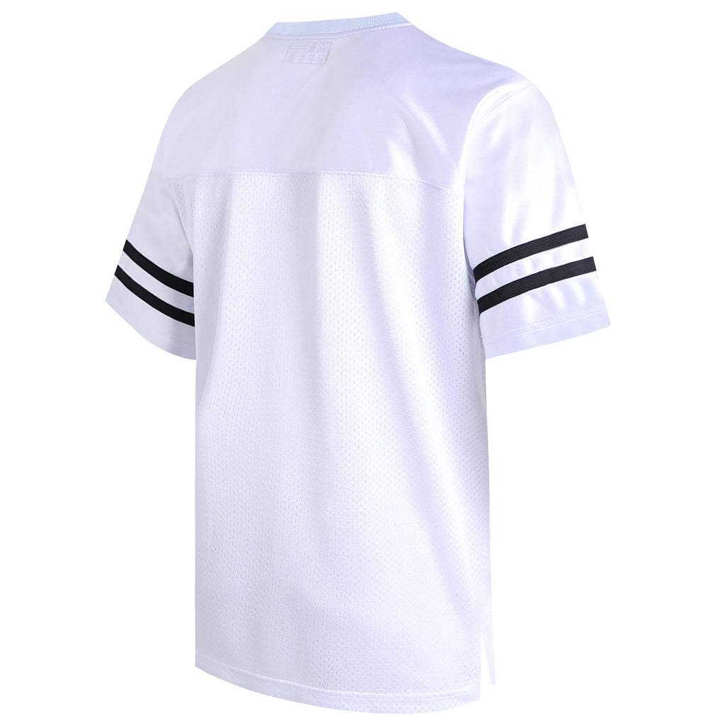 Pullonsy Plain White Football Jerseys for Men Adult Unisex 90s 00s 10s Hip Hop Cool Shirts Workout Fitness Clothing Training Tops Black Stripe-White Jersey,Men Size X-Large