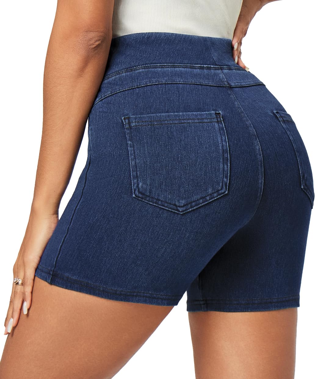 IUGA Stretchy Jean Shorts for Women High Waisted Pull On Jorts with Pockets Denim Shorts Women Summer Casual Shorts 2025
