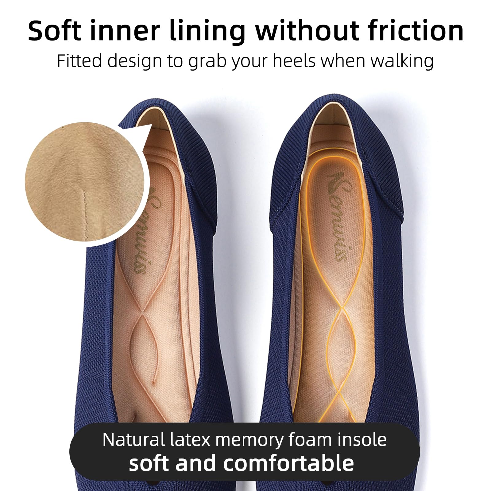 Semwiss Women's Ballet Flats Comfortable Casual Dressy Shoes Work Office Shoes Pointed Toe Flats Navy Size 6