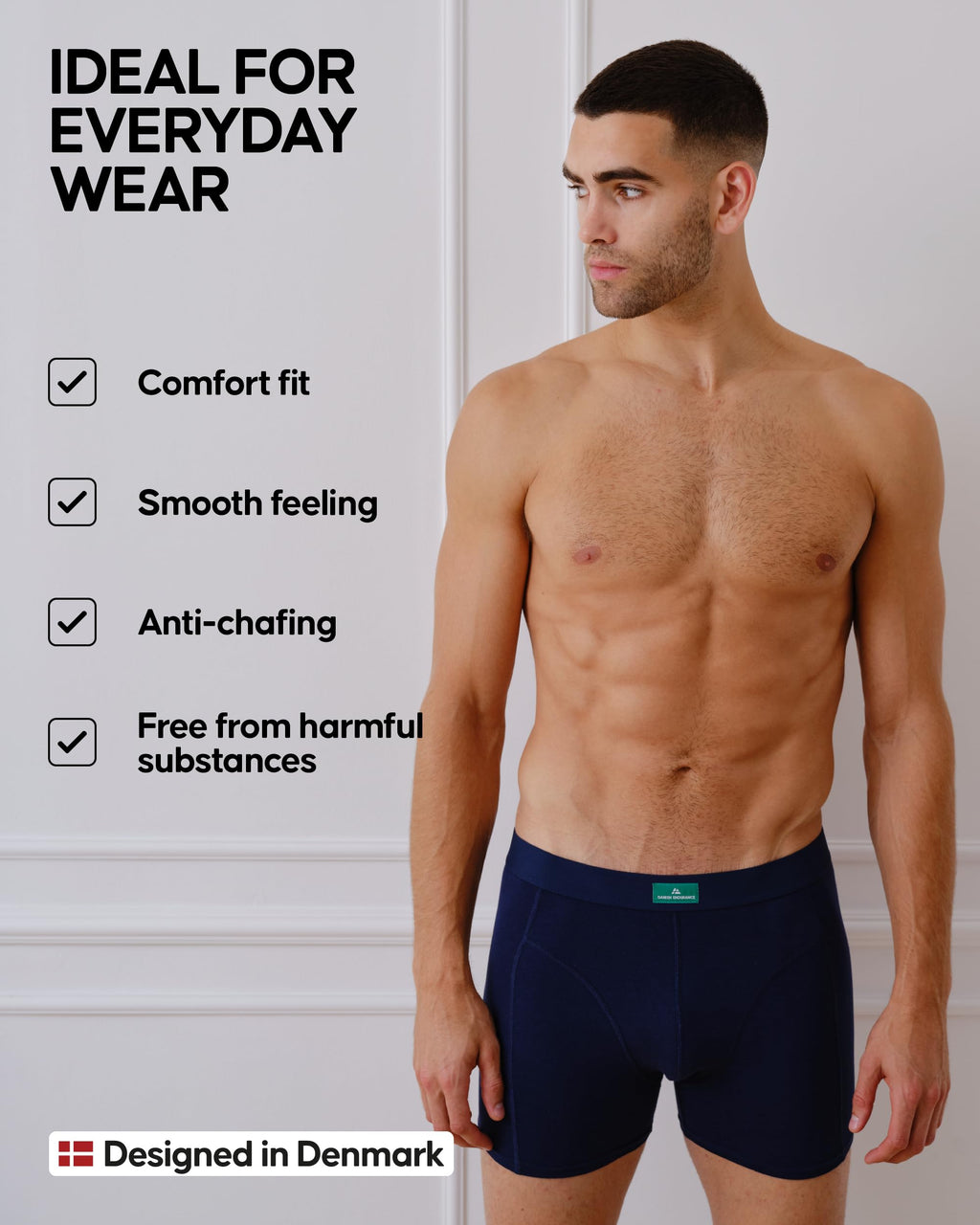 DANISH ENDURANCE 6 Pack Men's Organic Cotton Boxer Briefs, Tag-free Underwear Medium MC (2xBlack Stripe, 1xBlack, 1xNavy, 2xNavy Stripe) 6-pack