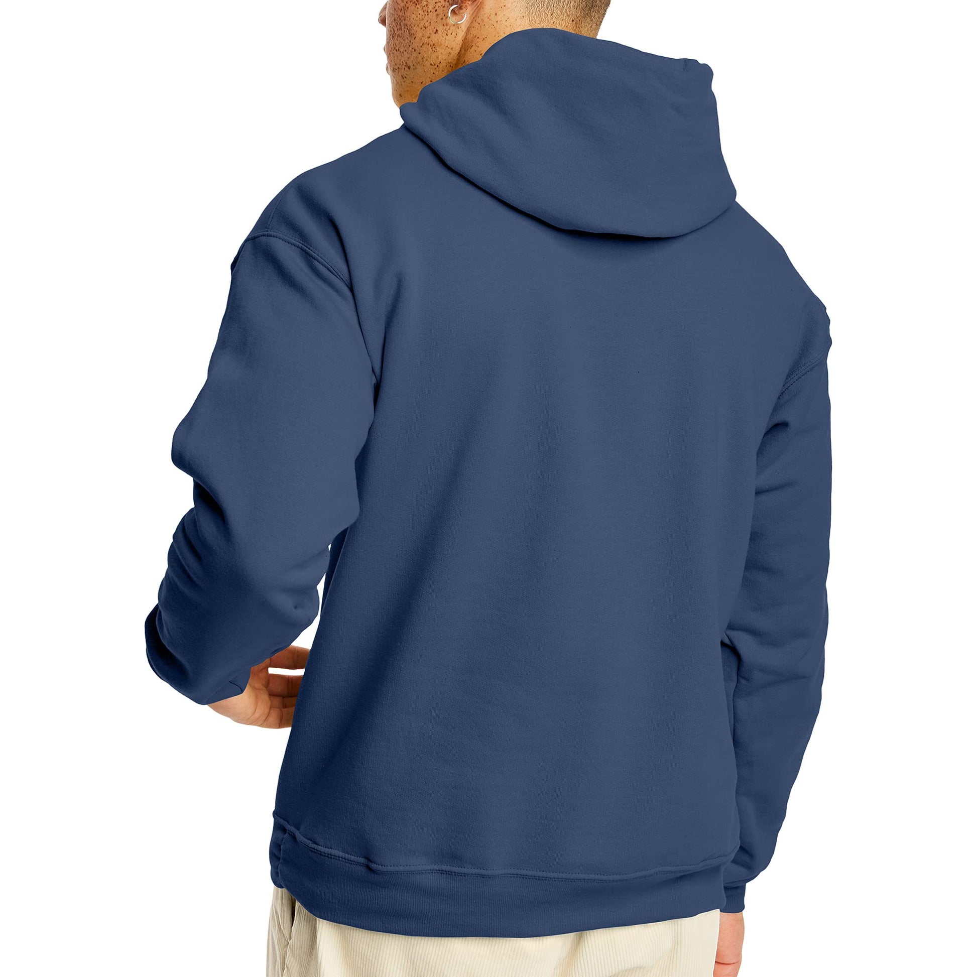Hanes Men's Pullover EcoSmart Hooded Sweatshirt, denim blue, Large