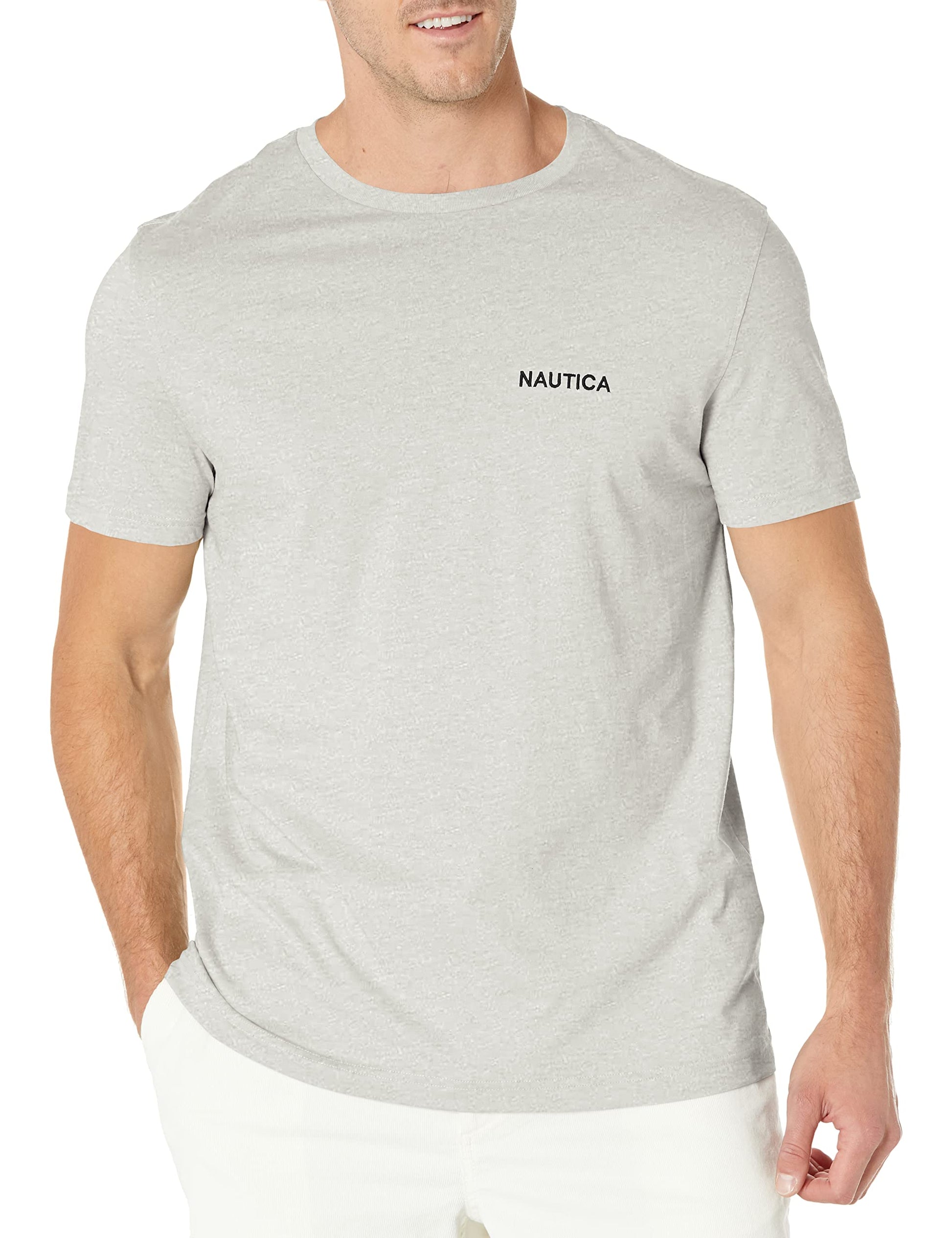 Nautica Men's Short Sleeve Solid Crew Neck T-Shirt, Grey Heather, XX-Large
