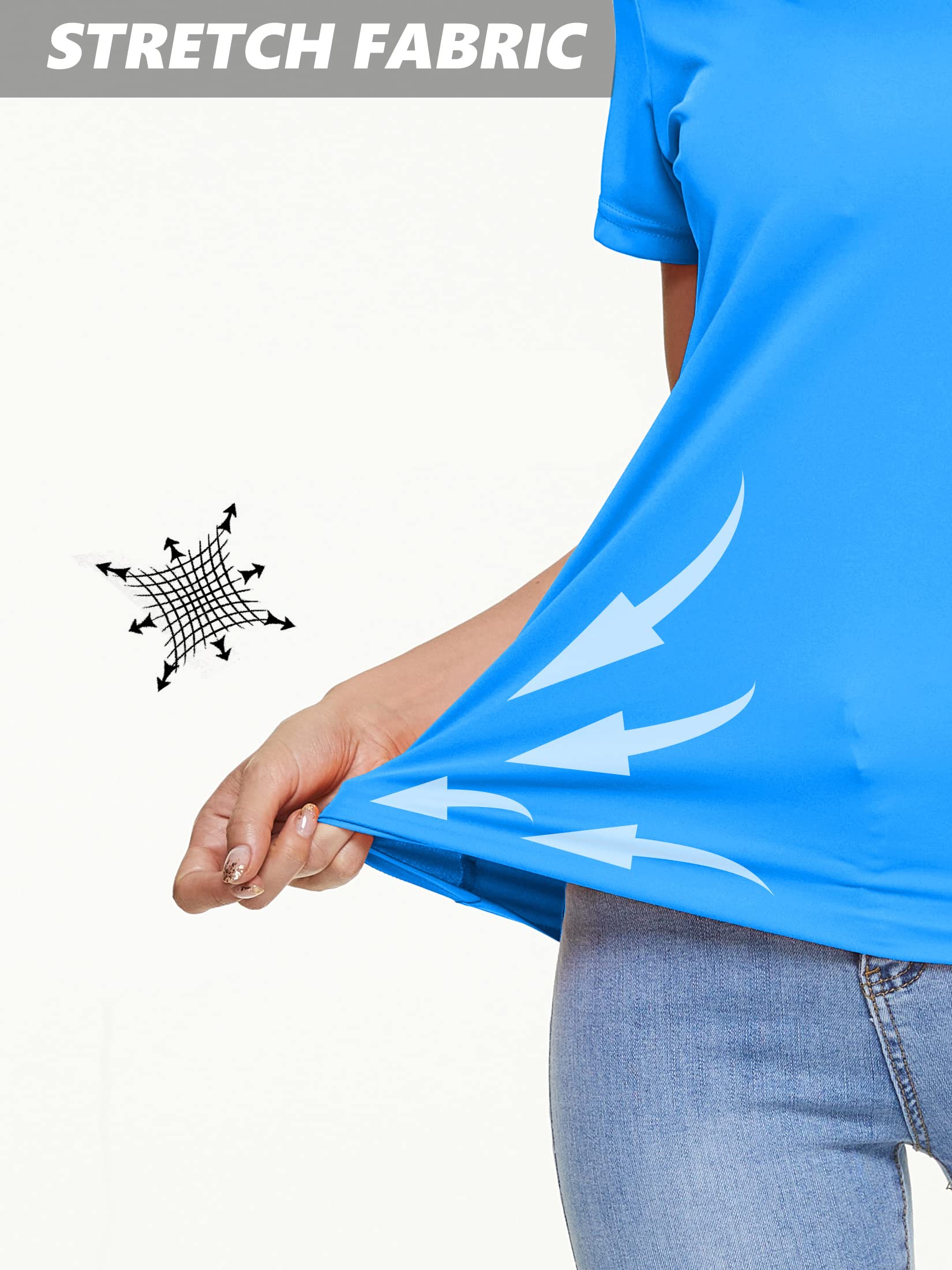 MAGCOMSEN Womens Lightweight T-Shirt Short Sleeve Shirts Sun Proof Baselayer Shirts Gym Running Sportswear Active Shirts Azure L