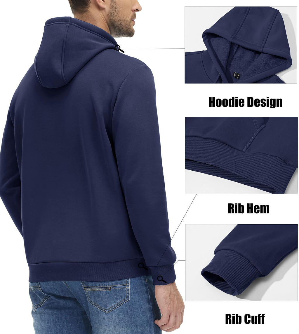 MAGCOMSEN Men's Casual Pullover Hoodies Long Sleeve Hooded Sweatshirts Athletic Sweatshirts Active Sportswear Fall Spring Pullover Navy M