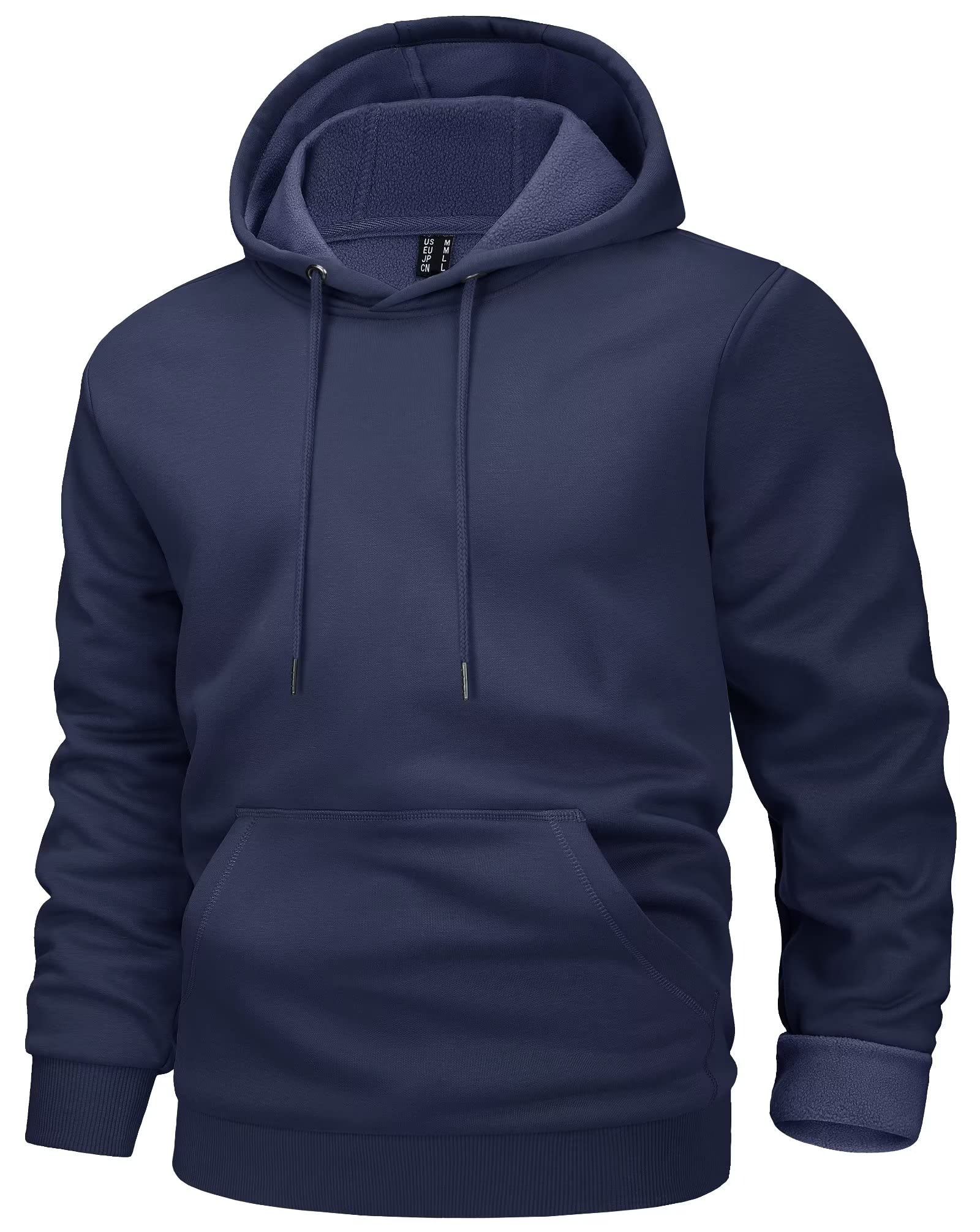 MAGCOMSEN Men's Casual Pullover Hoodies Long Sleeve Hooded Sweatshirts Athletic Sweatshirts Active Sportswear Fall Spring Pullover Navy M