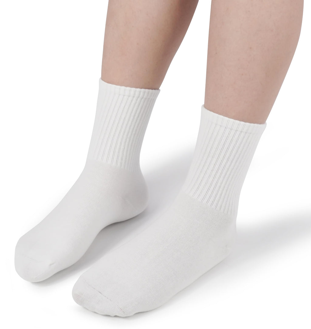 BomKinta Women Casual Calf Socks - Cute Cotton Crew Socks - Soft Above Ankle Sock 6 Pairs All White Size 5-10