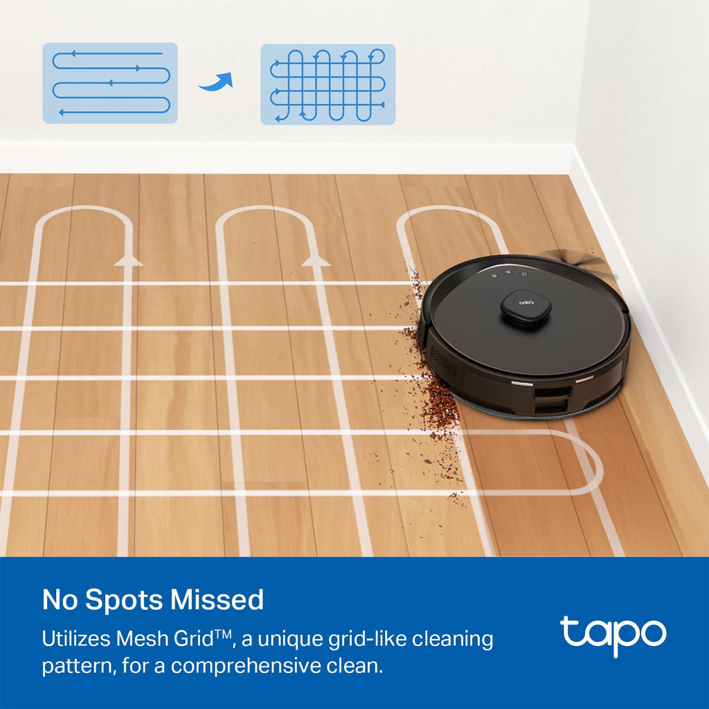 Tapo LiDAR Smart Navigation Robot Vacuum and Mop with Self-Emptying Dock, 5300Pa Max, 97%+ Dust Pickup Rate, Customizable Cleaning, Self-Charging, Compatible with Alexa & Google Home, RV30 Max Plus
