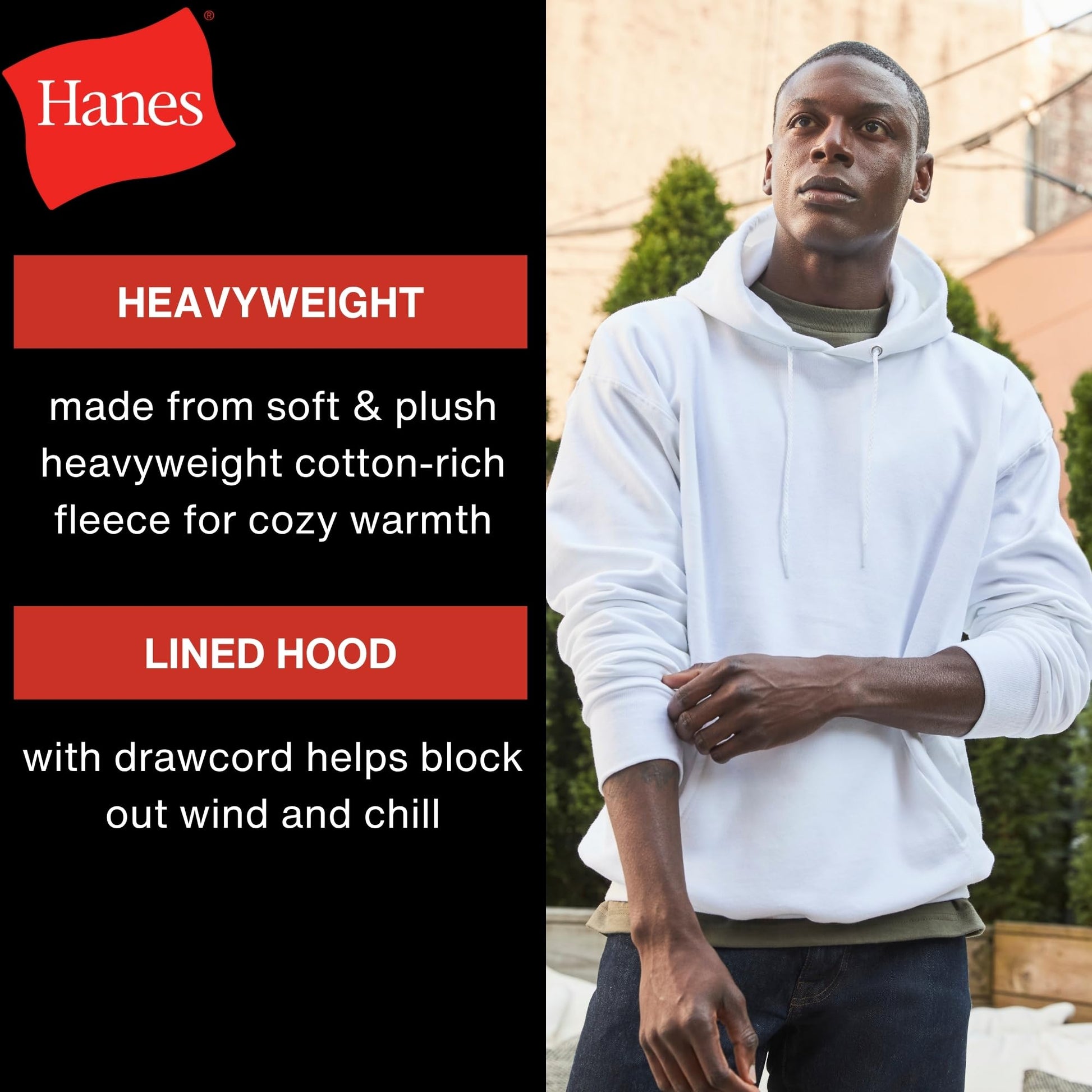 Hanes Men's Ultimate Cotton Heavyweight Pullover Hoodie Sweatshirt, Light Steel, Large