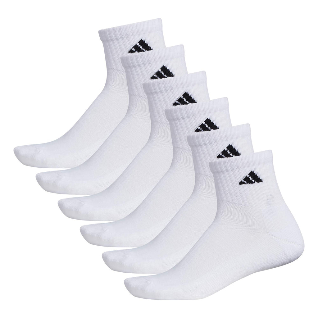 adidas Men's Socks, Athletic Cushioned Quarter 6-Pack, Ankle Fit with Arch Support, White/Black, Large