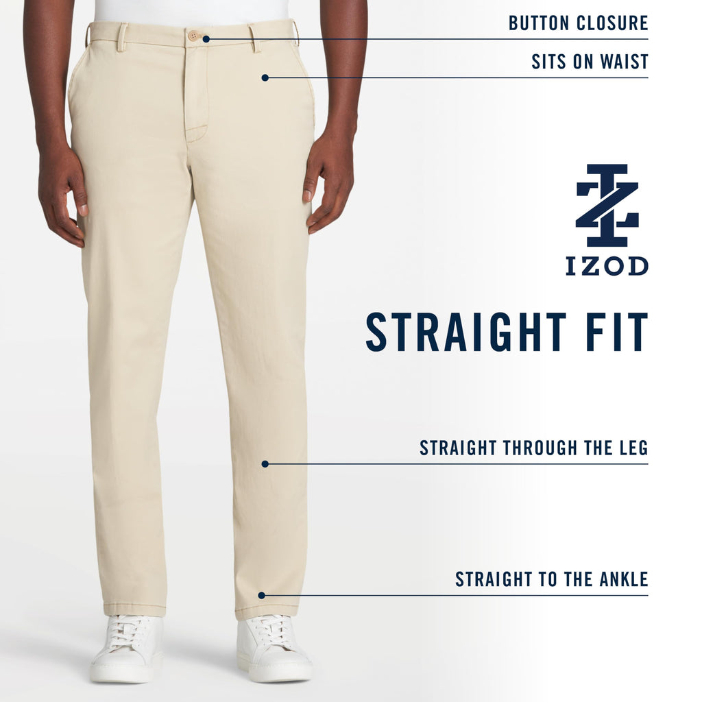 IZOD Men's Saltwater Stretch Flat-Front Chino Pants, Cadet Navy Strt, 36W x 30L