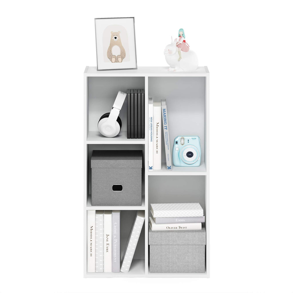 Furinno Luder Bookcase / Book / Storage , 5-Cube, White