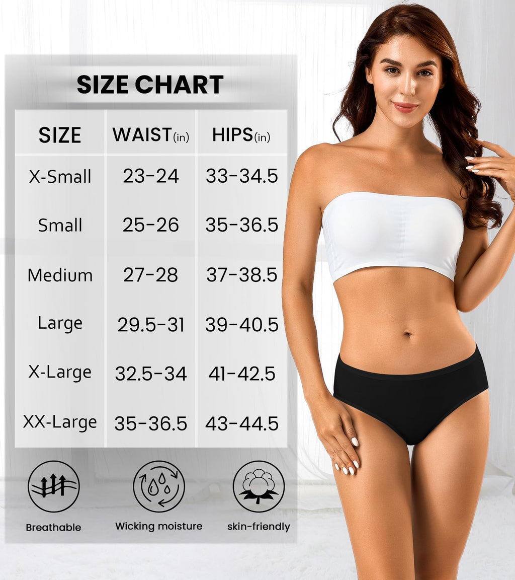 Eiggam Women Cotton Underwear Soft Stretch Comfy Bikini Underwear Full Coverage no show panties for women seamless Mid Waist underwear packs woman (L)