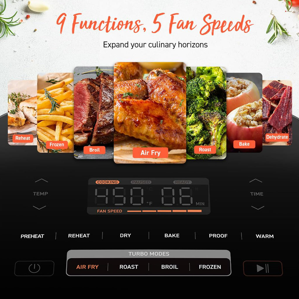 COSORI Air Fryer 9-in-1, Compact & Large 6-Qt, Premium Ceramic Coating, 90–450°F Precise Heat for Even Results, Up to 95% Less Oil*, Roast, Bake, Dry, Reheat, Frozen, Broil, Proof, 120V, TurboBlaze