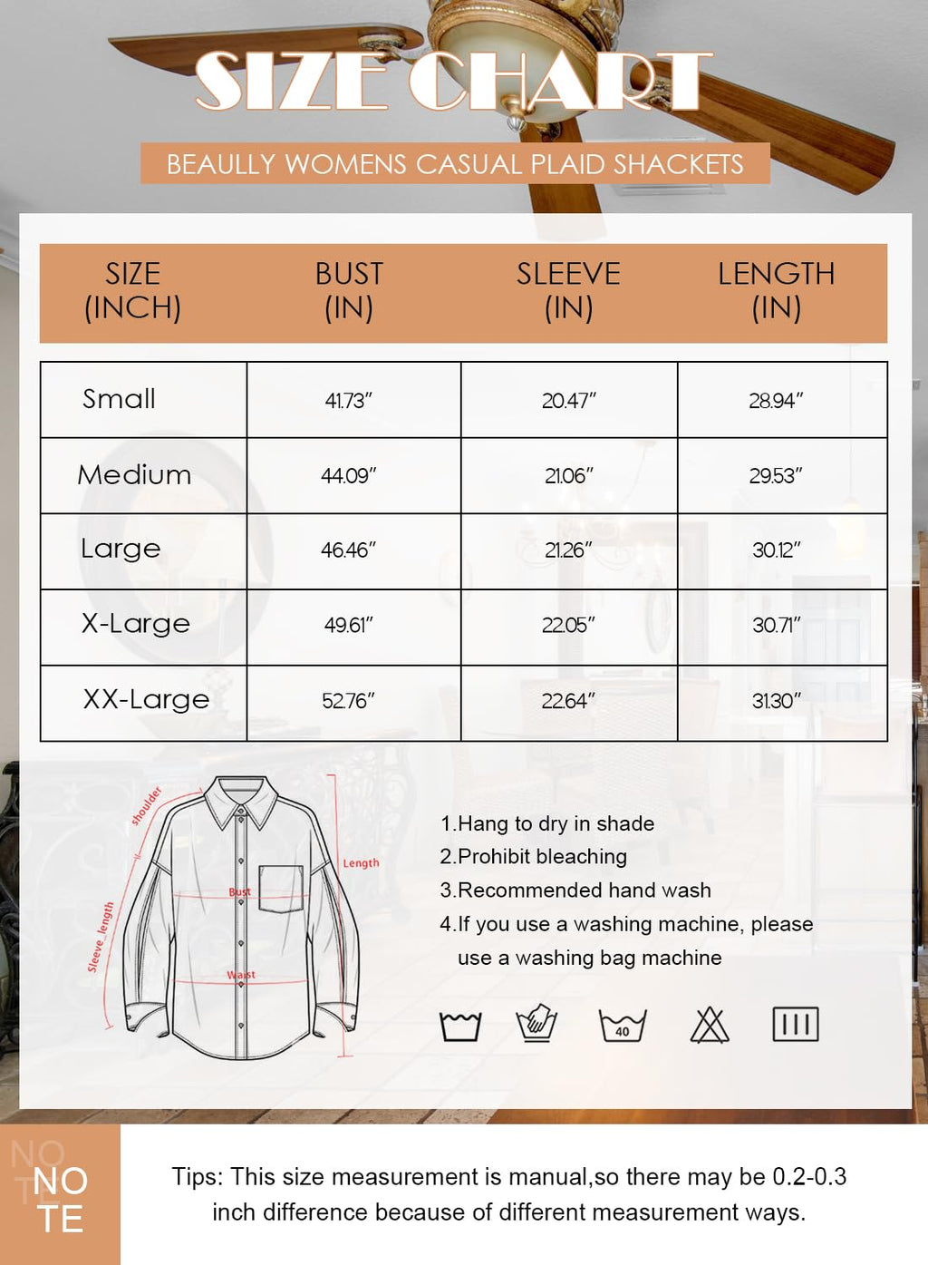 Beaully Women's Flannel Plaid Shacket Long Sleeve Button Down Shirts Jacket Coats with Side Pockets 6017 Khaki L